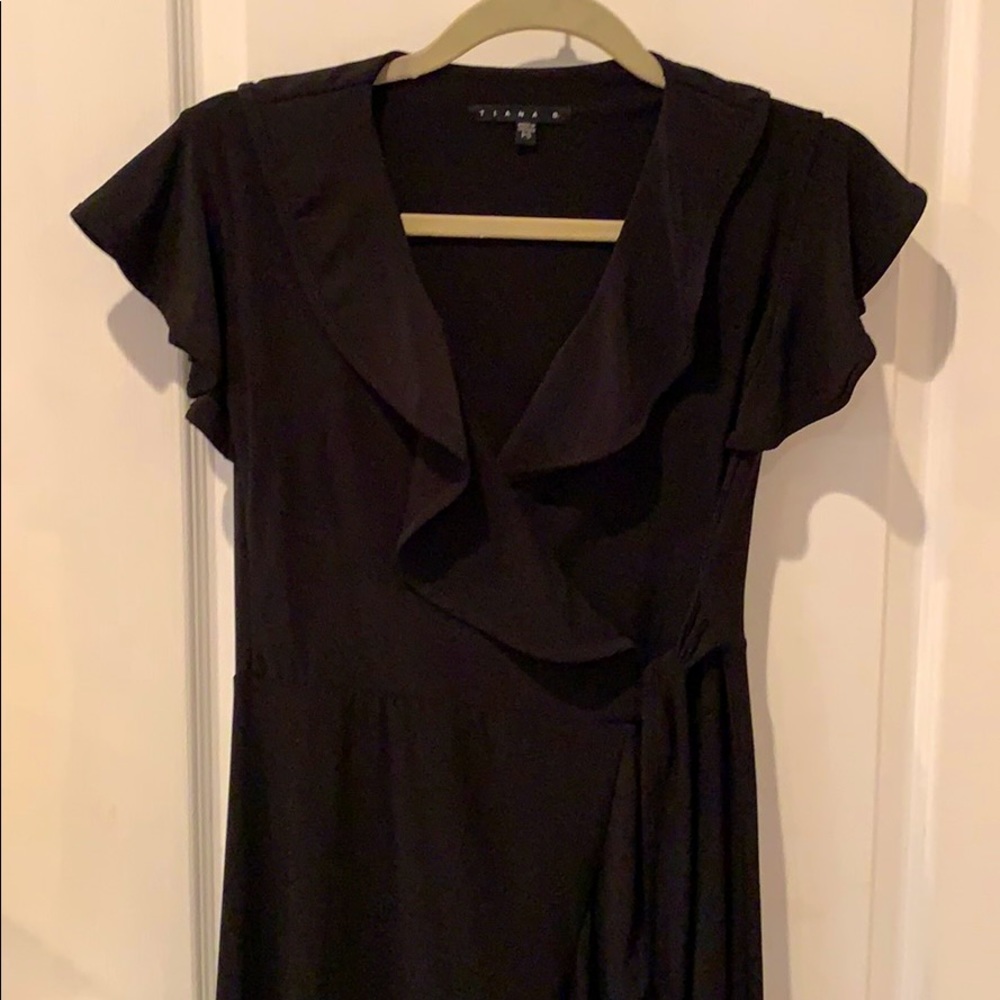 Tiana B. Black PS ruffle true wrap dress